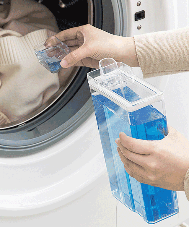 사각 세탁 세제통 투명 소분용기 액체 리필 세제통 흘림방지캡
