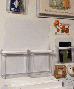 마그넷 곰돌이 사각 투명 심플 자석형 수납 꽂이 냉장고 사무실 인테리어소품