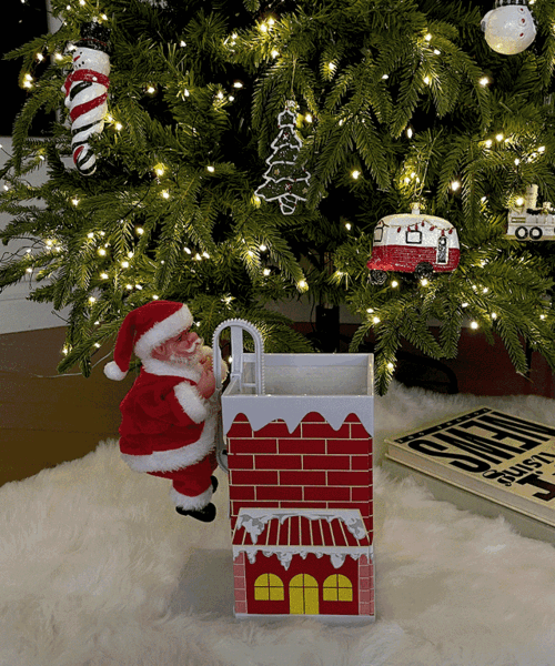 굴뚝 타는 산타 인형 크리스마스 장식 소품 오브제