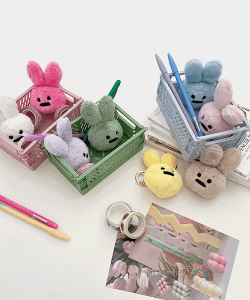 8colors 무표정 토끼 키링 가방 열쇠 고리 귀여운 캐릭터 에어팟 애착 인형 친구 연인 선물