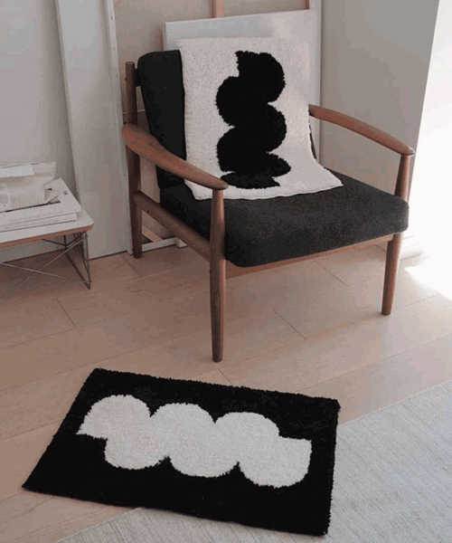 모노 라운지 흑백 터프팅 발매트 2type 2colors 러그 모던 포인트 인테리어 침실 현관 카페트